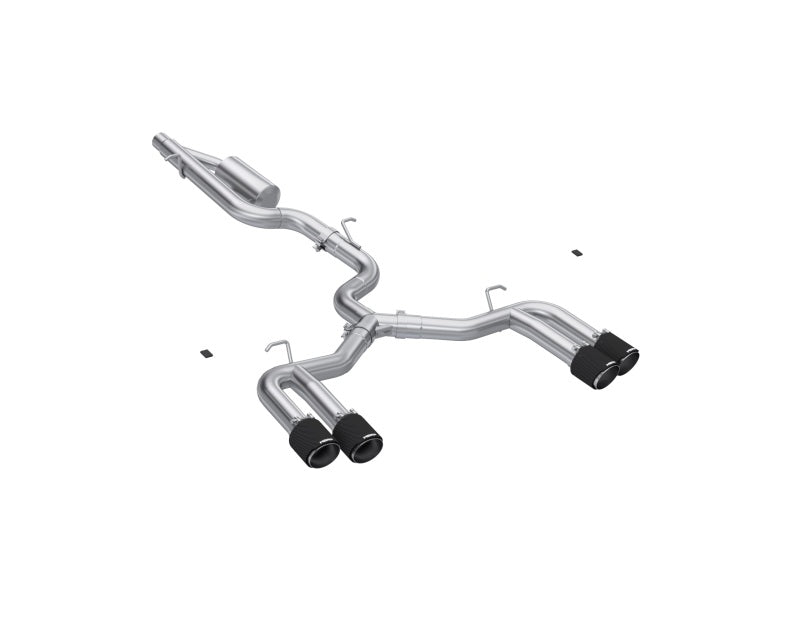 MBRP Armor Pro Series 22-24 Audi S3 2.0L T304 Stainless Steel 3-Inch Cat-Back Exhaust with Quad Split Rear Exit and Carbon Fiber Tips