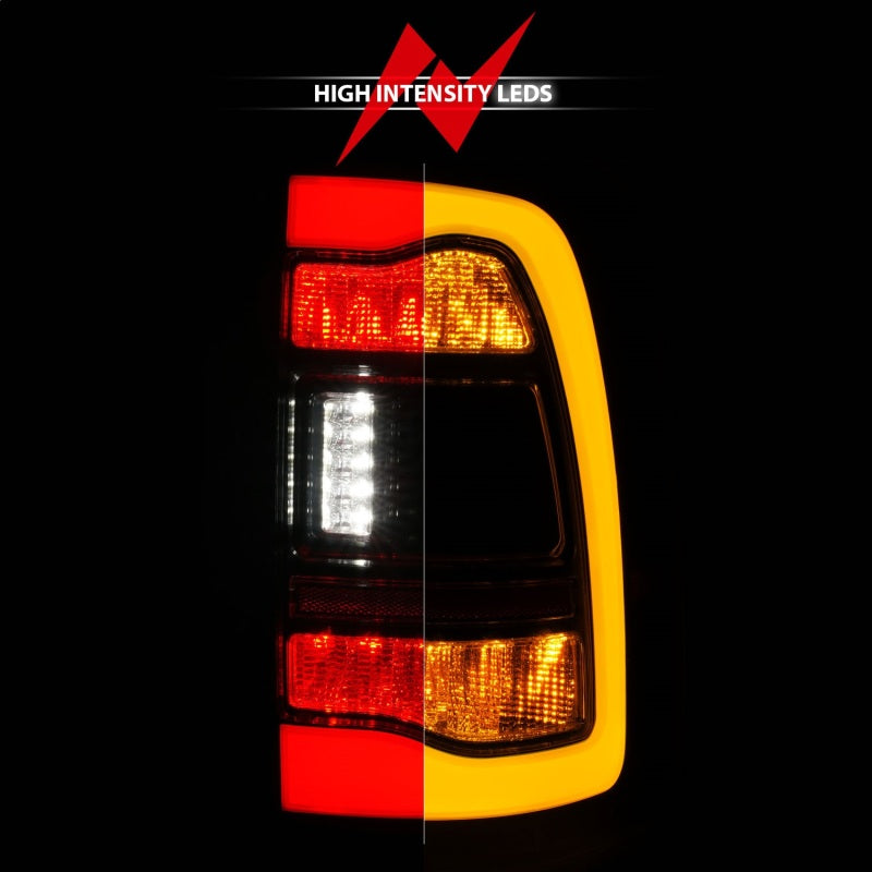 ANZO 09-18 Dodge Ram 1500 Sequential LED Tail Lights with Smoke Black Housing and Switchback Amber Signal