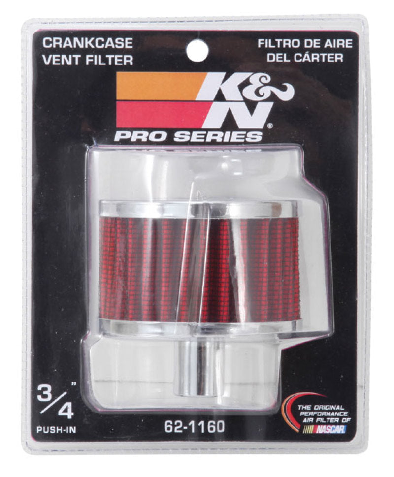 K&N Engineering 62-1160 Crankcase Vent Filter - 3/4 inch Diameter, Chrome Finish