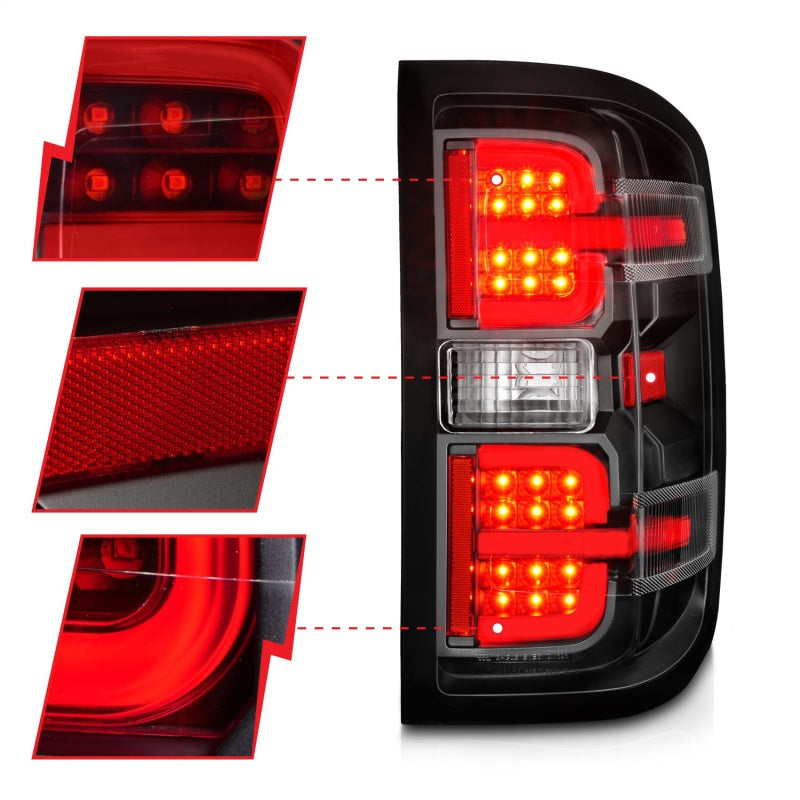 ANZO 15-19 Chevy Silverado 2500HD/3500HD LED Tail Lights with Black Light Bar & Clear Lens – Part Number ANZ311425