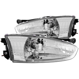 ANZO 1997-2002 Mitsubishi Mirage Crystal Headlights with Chrome Housing and Clear Lenses