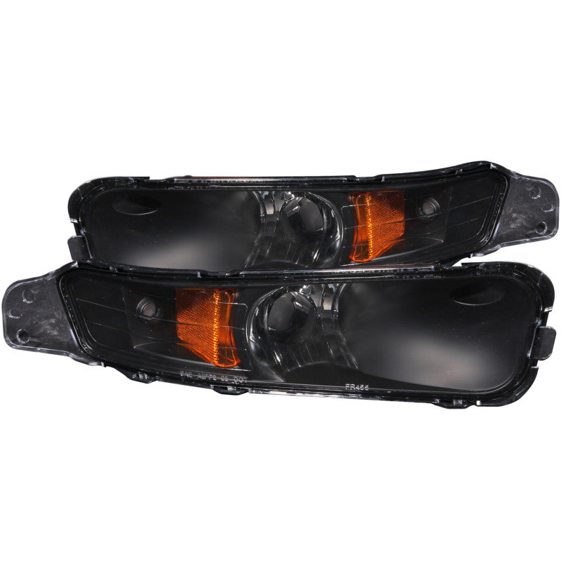 ANZO 2005-2009 Ford Mustang Euro Parking Lights with Clear Lens, Black Housing, and Amber Reflector Pair