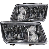 ANZO 1999-2005 Volkswagen Jetta Crystal Headlights with Black Housing and Clear Lens, Pair