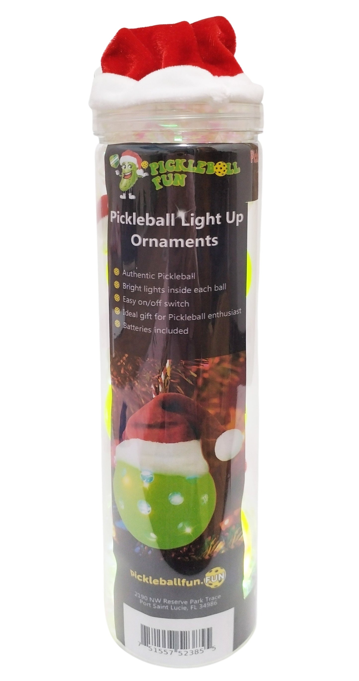 Pickleball Light Up Holiday Ornaments 3-Pack