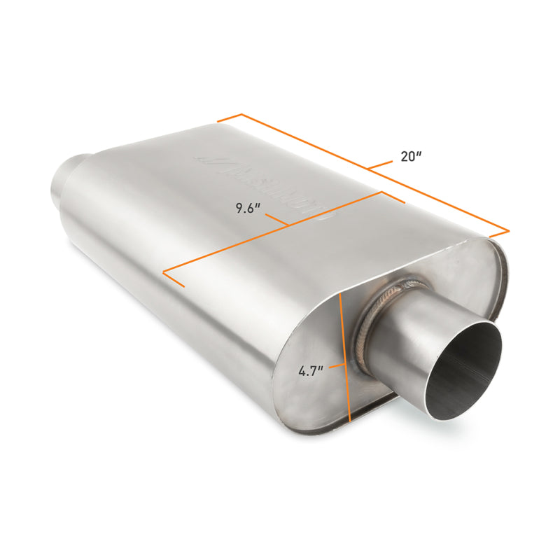 Mishimoto Universal Muffler with 3-inch Offset Inlet/Outlet - Brushed Stainless Steel