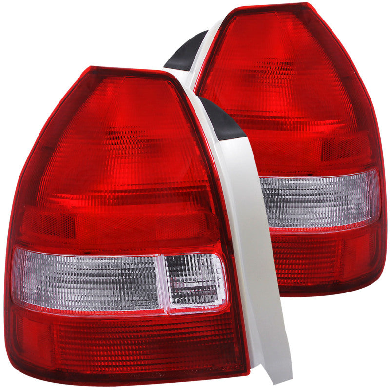 ANZO 1996-2000 Honda Civic Tail Light Assembly with Red and Clear Lenses - Pair