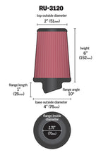 Load image into Gallery viewer, K&amp;N Engineering Universal Rubber Air Filter Part Number RU-3120 for Automotive Applications