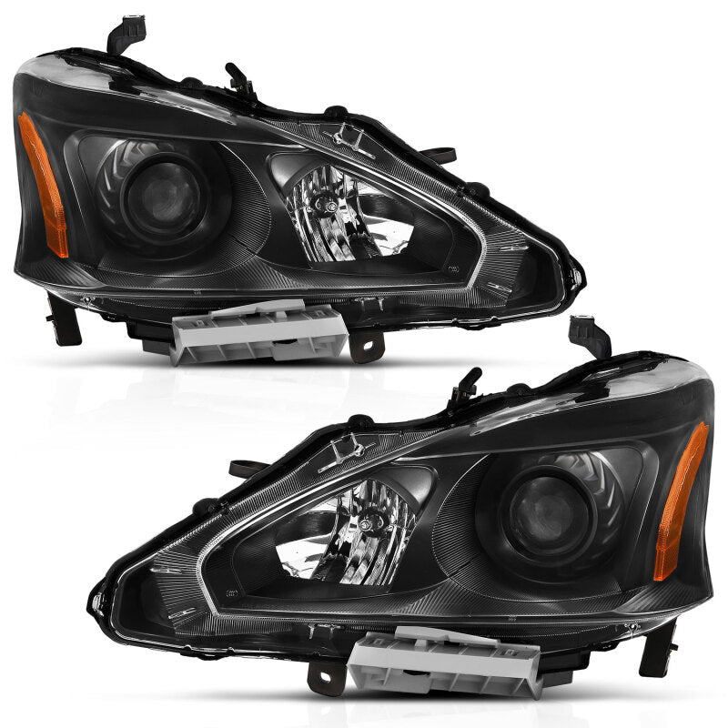 ANZO 2013-2015 Nissan Altima Projector Headlight Set with Clear Lens and Amber Housing