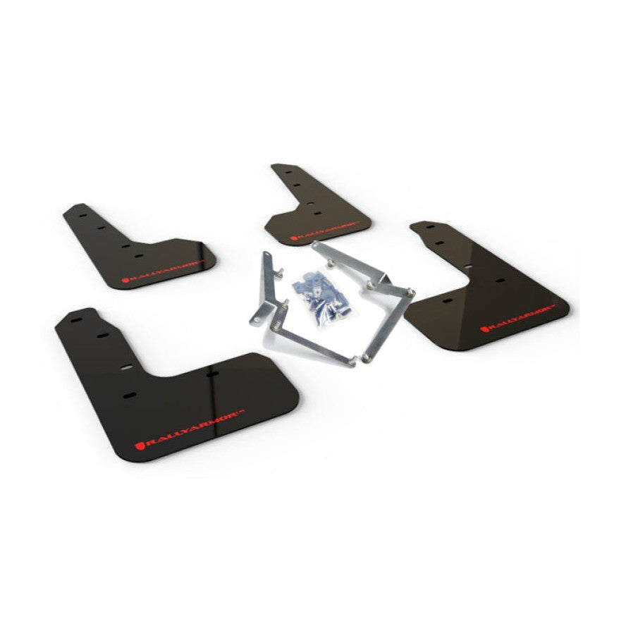 Rally Armor 17-19 Honda Civic UR Mud Flaps with Red Logo - Premium Urethane, No Drilling Needed
