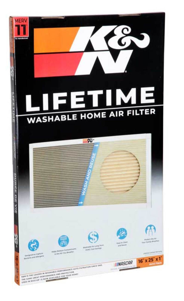 K&N Engineering HVAC Filter 16 x 25 x 1 - Reusable Pleated Synthetic Air Filter for Home HVAC Systems