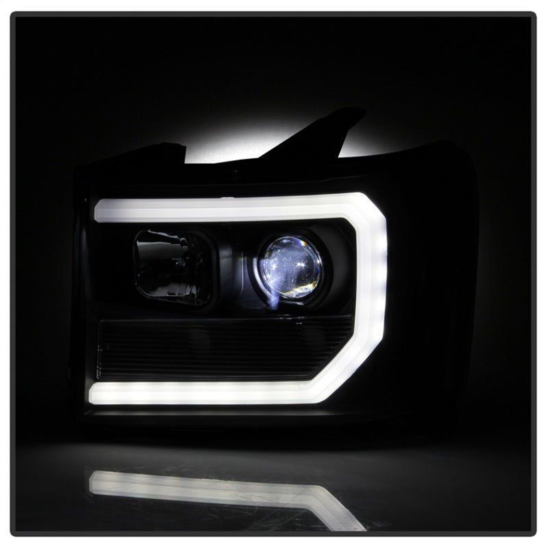 Spyder GMC Sierra 1500/2500/3500 2007-2013 Denali Black LED Projector Headlights (Part No. PRO-YD-GS07V2PL-BK)