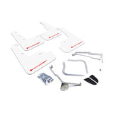 Rally Armor UR Series Mud Flaps for 2015-2018 Subaru WRX - White with Red Logo, Part Number RALMF32-UR-WH/RD