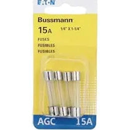 Bussmann - BP/AGC-15-RP BP/AGC-15 15 Amp Fast Acting Glass Tube Fuse