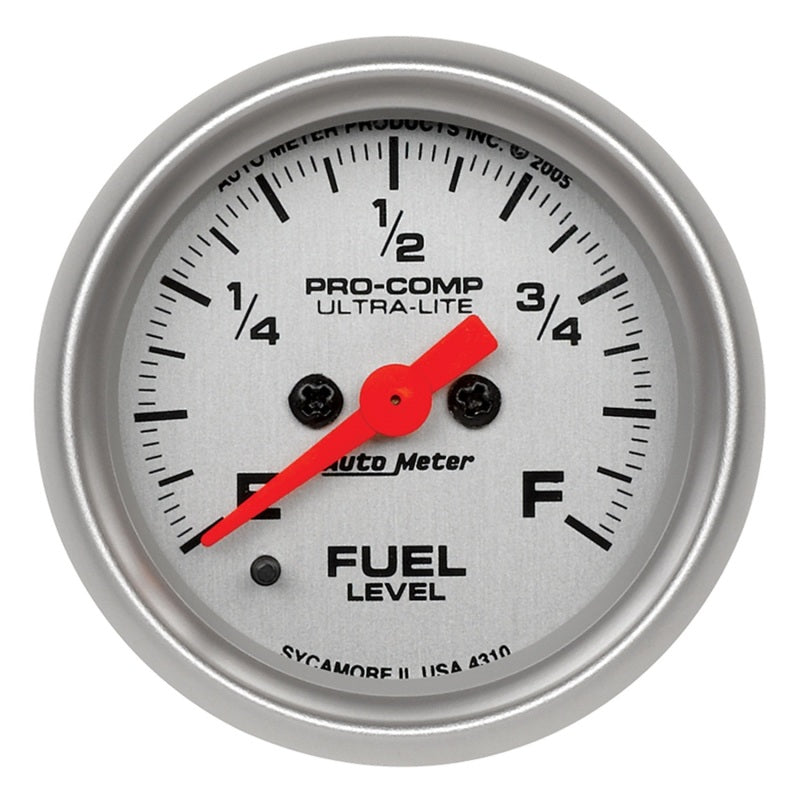 AutoMeter Ultra-Lite 52mm Digital Fuel Level Gauge - Programmable 0-280 Ohm Range for Automotive Applications