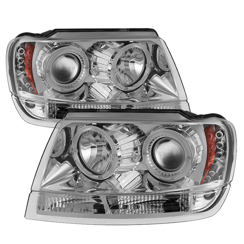 Spyder Jeep Grand Cherokee 99-04 LED Halo Projector Headlights - Chrome (Part # PRO-YD-JGC99-HL-C)