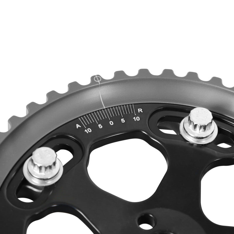 AEM Tru-Time Adjustable Camshaft Gear for Mitsubishi 4G63 Engine - Black Anodized, 5-Bolt Design