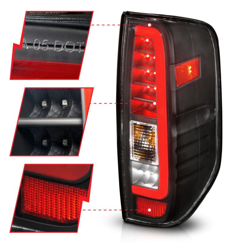 ANZO 2005-2021 Nissan Frontier LED Taillights with Black Housing and Clear Lens