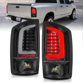 ANZO 2002-2006 Dodge Ram 1500 LED Tail Light Pair with Light Bar, Black Housing & Clear Lens