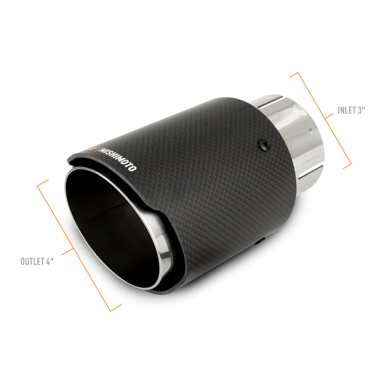 Mishimoto Carbon Fiber Muffler Tip 3-inch Inlet, 4-inch Outlet, Polished Finish