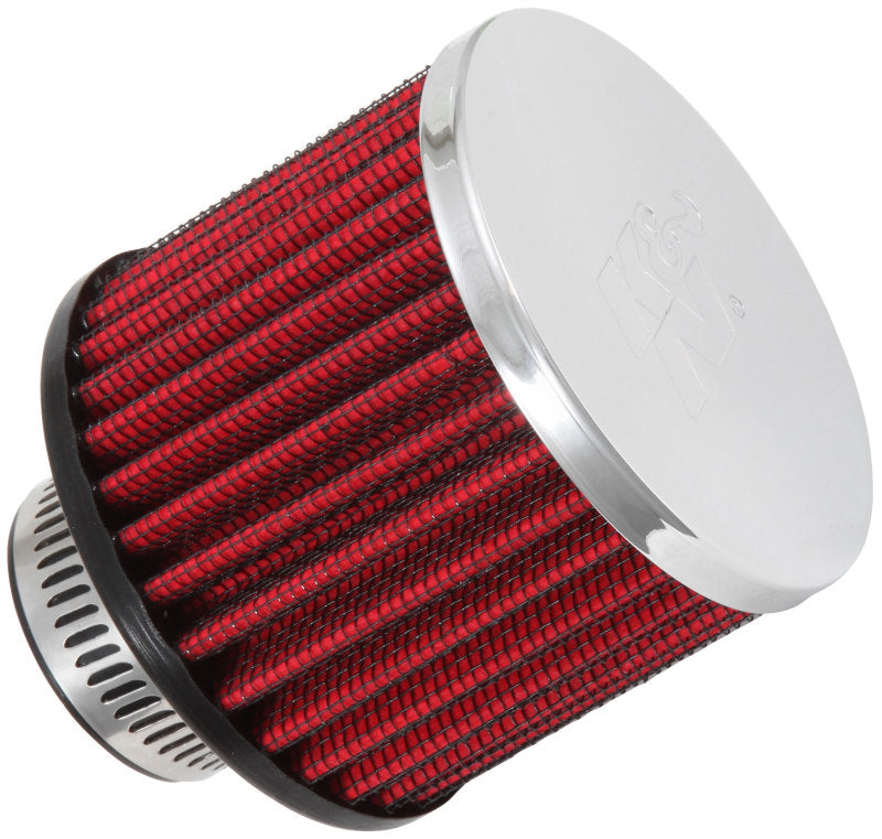 K&N Engineering 62-1390 Crankcase Vent Filter with Chrome-Plated Steel Top and 1.25-Inch Flange