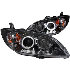 ANZO 2004-2008 Mazda 3 Projector Headlights with Halo, Black Housing, CCFL - Pair