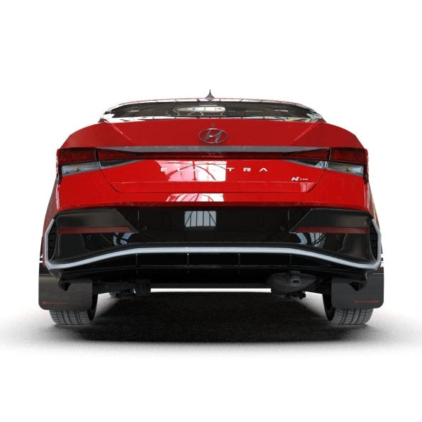 Rally Armor 2024-25 Hyundai Elantra N/N Line Black Mud Flap with White Logo - Durable Polyurethane Protection