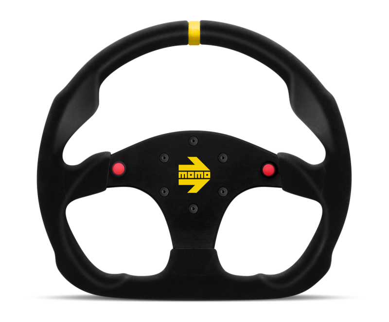 MOMO MOD30 320mm Black Suede Steering Wheel with Black Spokes and Stripe