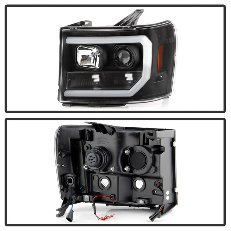 Spyder GMC Sierra 1500/2500/3500 2007-2013 Denali Black LED Projector Headlights (Part No. PRO-YD-GS07V2PL-BK)