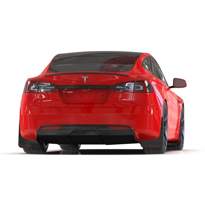 Rally Armor UR Series Black Mud Flaps for Tesla Model S (Part Number: ralMF101-UR-BLK-MBK)
