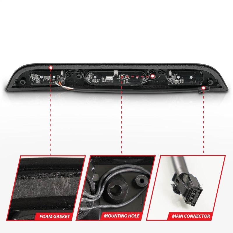 ANZO 15-20 Ford F-150 F-450 LED Third Brake Light Assembly with Smoke Lens and Black Housing