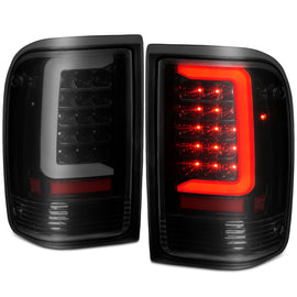 ANZO 1993-1997 Ford Ranger LED Tail Light Set with Light Bar, Smoke Lens, Black Housing