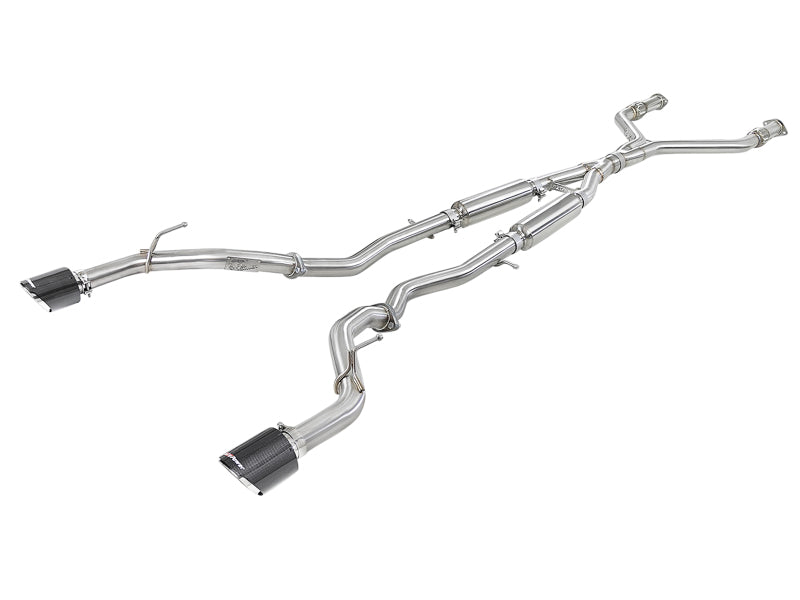 aFe Power Takeda 2.5-inch 304 Stainless Steel Cat-Back Exhaust with Carbon Fiber Tips for Infiniti Q60 2017-2021