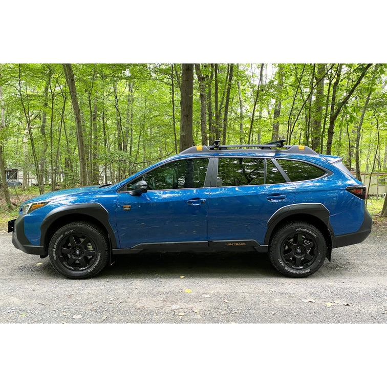 Rally Armor 22-25 Subaru Outback Wilderness Black Mud Flap with Blue Logo - Durable Polyurethane Construction