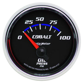 AutoMeter Cobalt 52mm 100 PSI Short Sweep Electric Oil Pressure Gauge for Automotive Monitoring