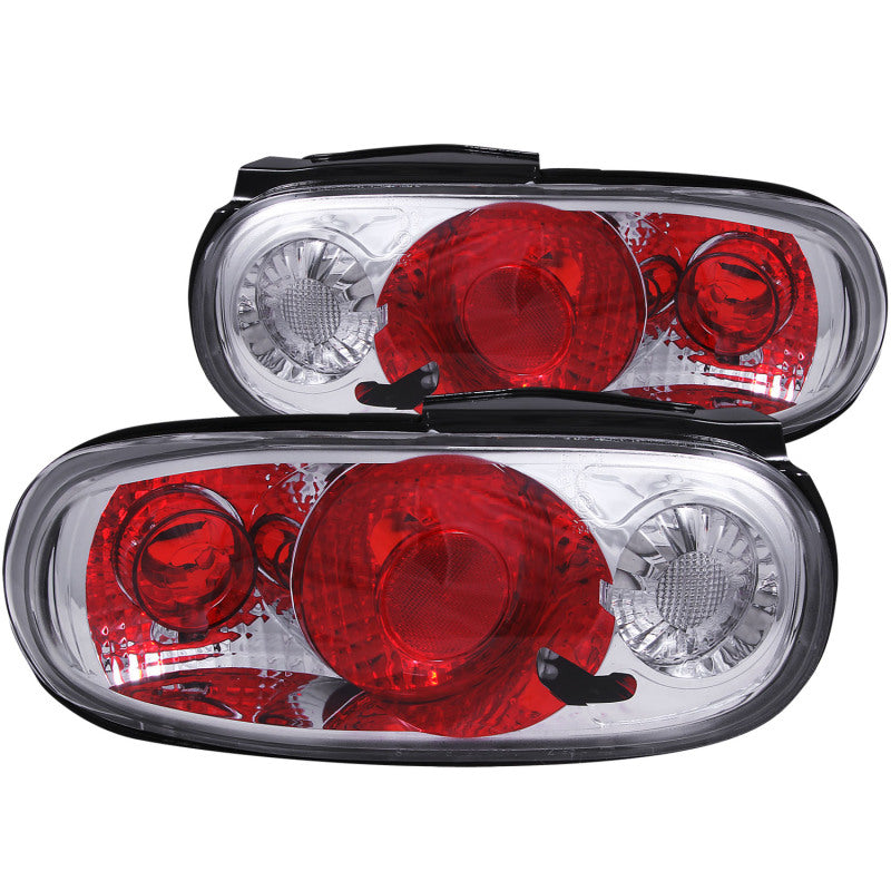 ANZO 1990-1997 Mazda Miata Tail Light Assembly with Clear Lens and Chrome Housing - Pair