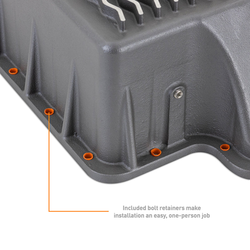 Mishimoto Aluminum Transmission Pan for 1989-2010 Ford Powerstroke 7.3L, 6.0L, 6.4L - Cast Aluminum, Gunmetal Gray