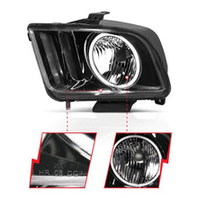 Load image into Gallery viewer, ANZO 2005-2009 Ford Mustang Crystal Headlights with Halo - Black Housing and CCFL, Pair