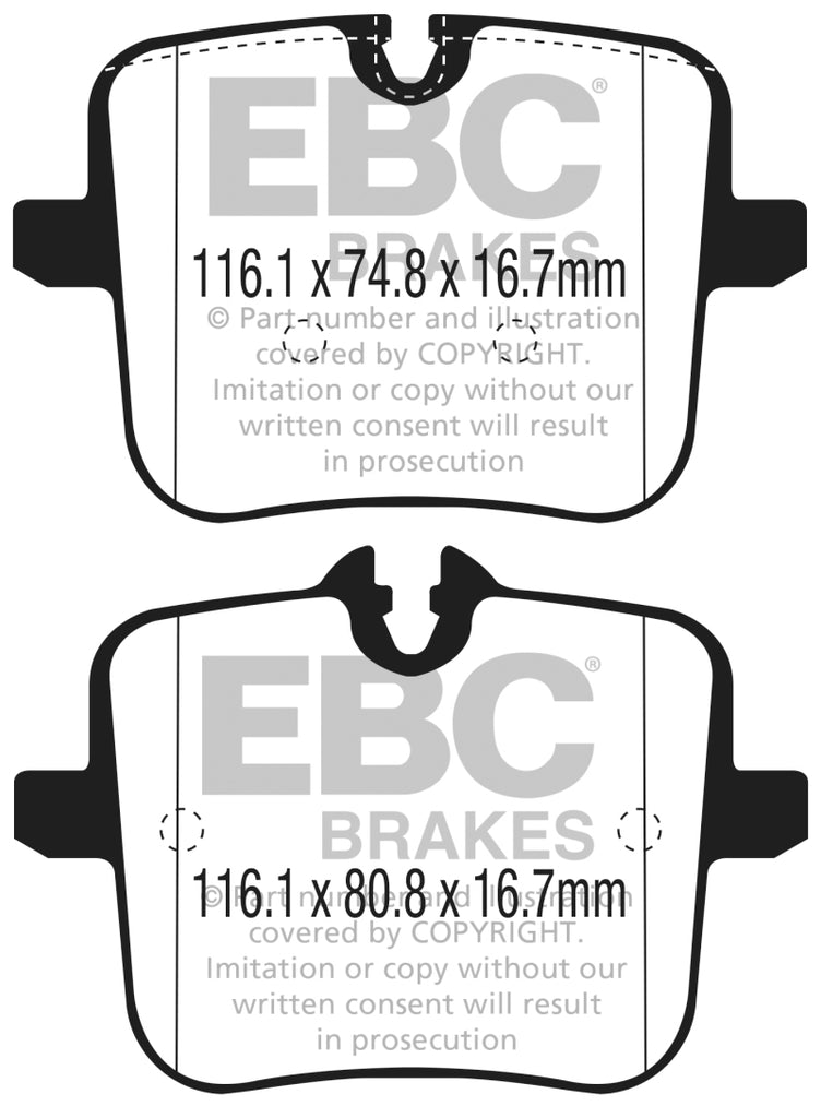 EBC Yellowstuff Rear Brake Pads for BMW M5 and M760i xDrive (2018-2021) * High Friction Street and Track Performance