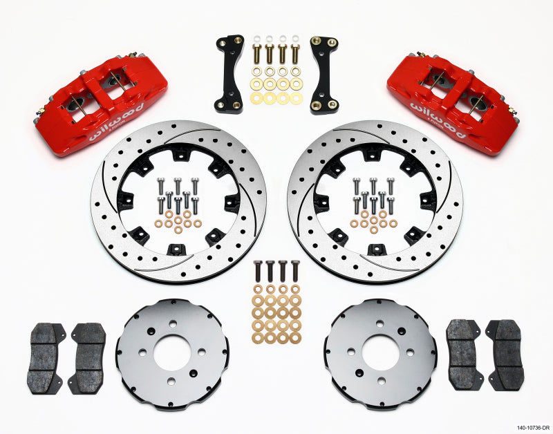 Wilwood Dynapro 6 Front Hat Kit for Honda Civic 1992-1999 with 12.19-inch Drilled Rotors in Red