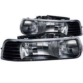 ANZO 1999-2002 Chevrolet Silverado 1500 Crystal Headlight Set with Clear Lenses and Black Housing