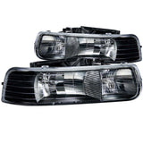 ANZO 1999-2002 Chevrolet Silverado 1500 Crystal Headlight Set with Clear Lenses and Black Housing