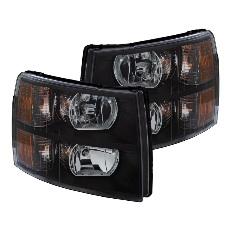 ANZO 2007-2013 Chevrolet Silverado Crystal Headlights with Black Housing and Clear Lenses