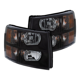 ANZO 2007-2013 Chevrolet Silverado Crystal Headlights with Black Housing and Clear Lenses