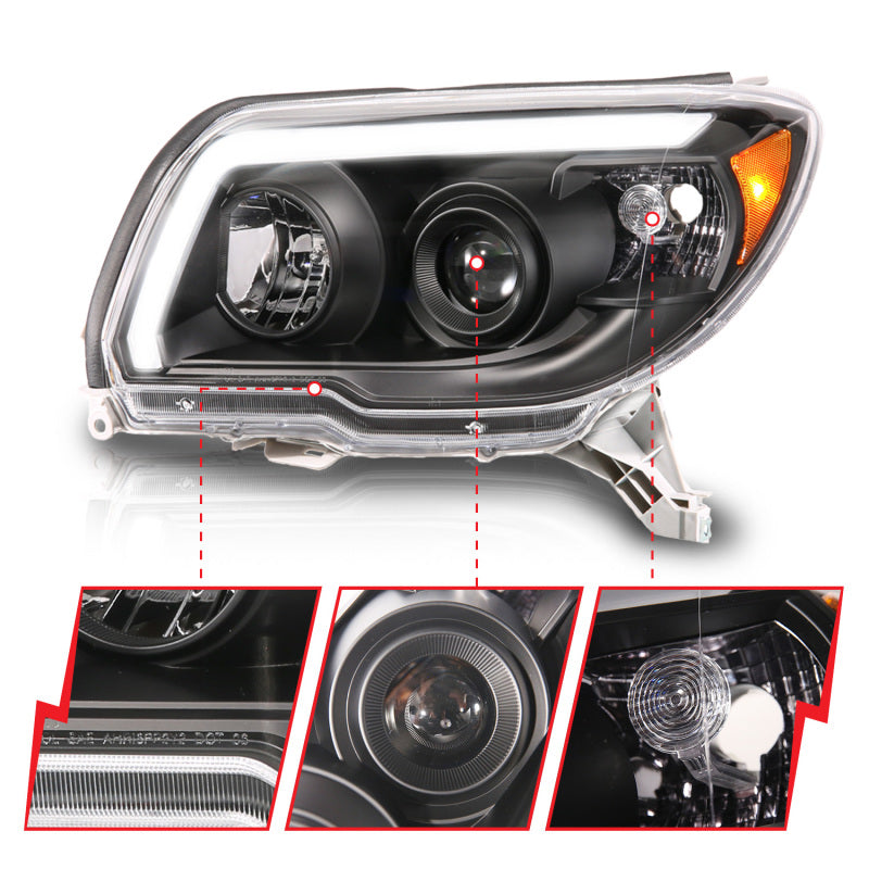 ANZO 06-09 Toyota 4Runner Projector Headlights with LED, Black Housing, Clear Lens – Pair