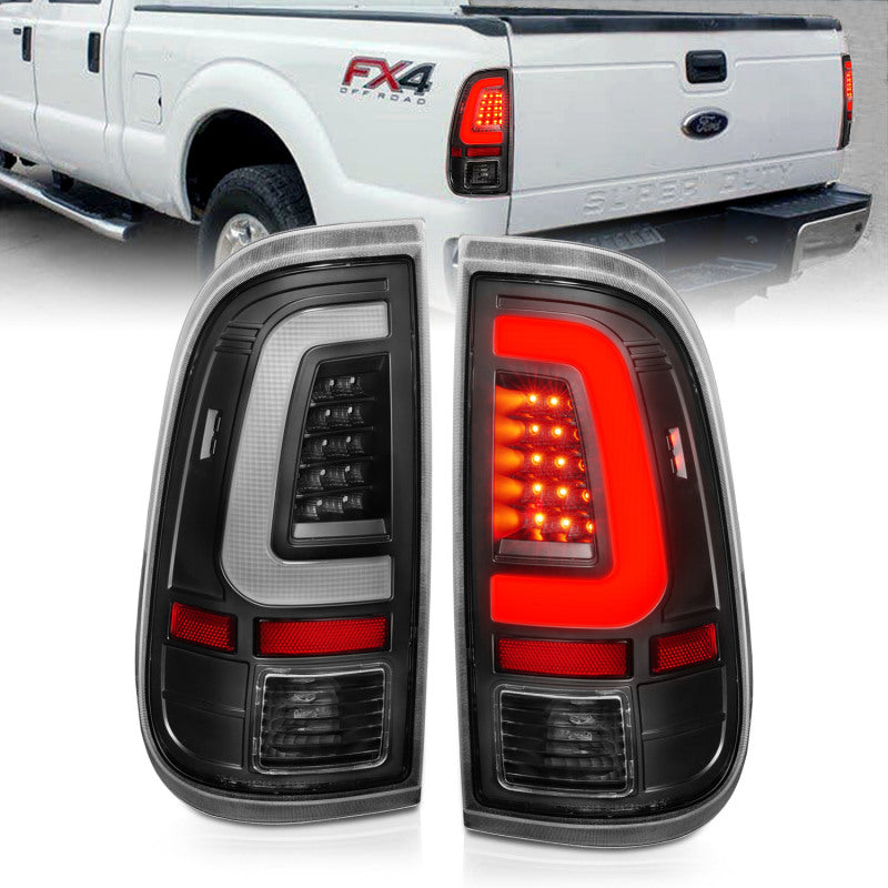 ANZO LED Tail Light Assembly for 2010-2016 Ford F-250 with Black Housing and Clear Lens - Pair