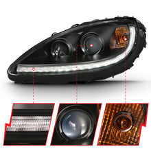 Load image into Gallery viewer, ANZO 2005-2013 Chevy Corvette Projector Headlight Set with Halo and Switchback - Black Housing with Amber Accents