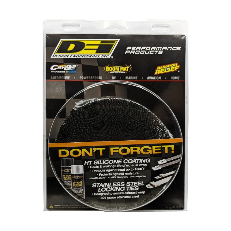 DEI Black Titanium Exhaust Wrap 2 Inch x 50 Feet – High-Temperature Heat Wrap for Automotive Exhaust Systems