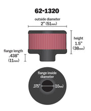 Load image into Gallery viewer, K&amp;N Engineering Clamp-On Rubber Base Crankcase Vent Filter Part #62-1320 for Classic and Racing Engines
