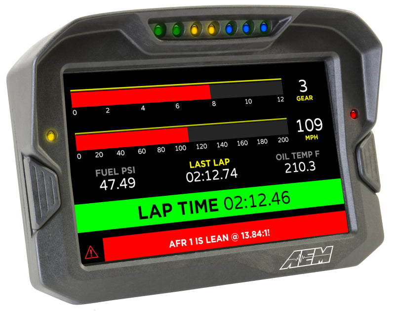 AEM CD-7 Carbon Digital Dash Display with GPS - 7-inch full-color racing dash, CAN input, and lightweight carbon fiber enclosure