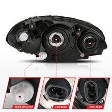 Load image into Gallery viewer, ANZO Crystal Headlight Set for Chrysler PT Cruiser 2001-2005 with Chrome and Amber Housing